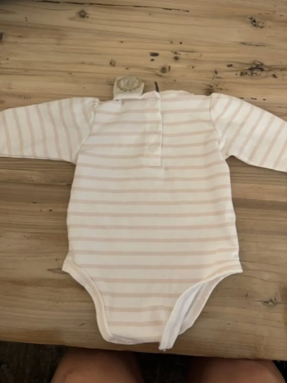 The Beaufort Bonnet Company. Pink/White Striped onesie. Size 6-12 mos